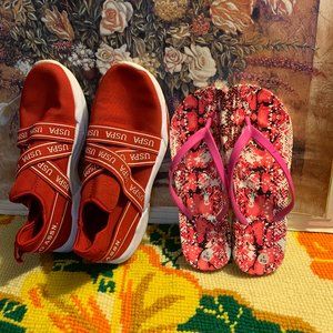 Bundle U.S. Polo Assn. Walking Sneakers & Flip Flop Sandals Women's 9M